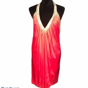 BCBG maxazria red low back halter dress